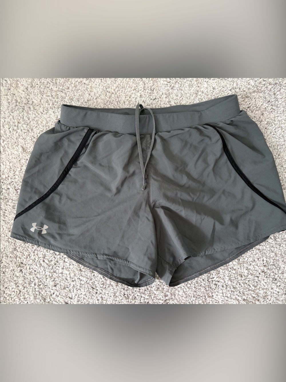 Under Armour Womens Gray Athletic Training Shorts with Black Trim
